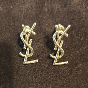Yves Saint Laurent Gold Monogram Earrings